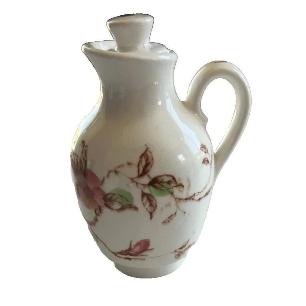 Vintage NASCO Ceramic Springtime Oil Cruet with Stopper